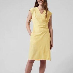Athleta New Port Wrap Dress. Size small. Color yellow.